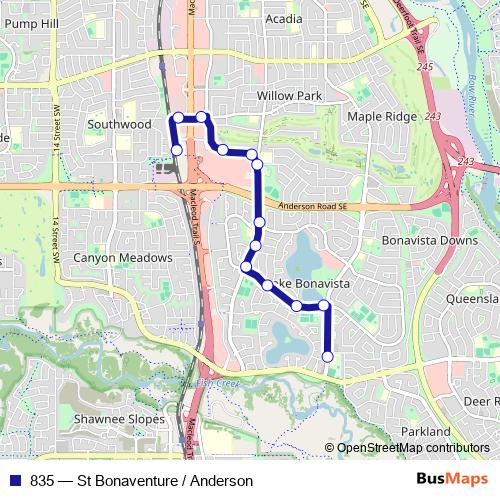 835 bus Line Map