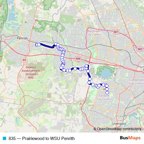 835 bus Line Map