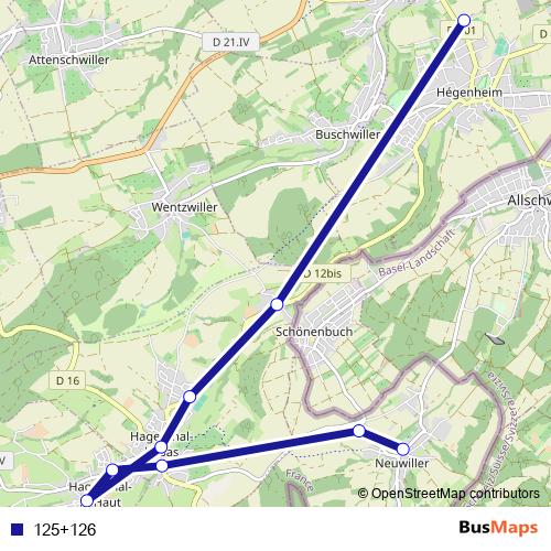 125+126 bus Line Map