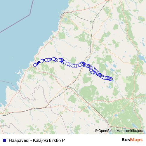 Haapavesi - Kalajoki kirkko P bus Line Map