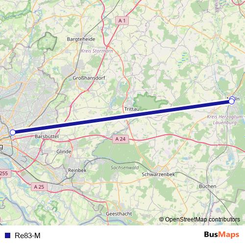 Re83-M bus Line Map