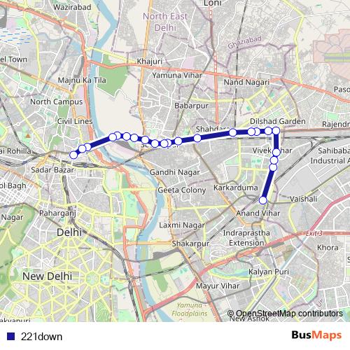 221down bus Line Map