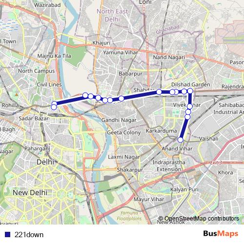 221down bus Line Map