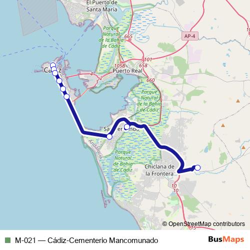 M-021 bus Line Map