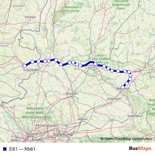 E61 rail Line Map