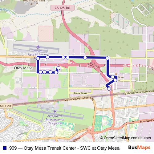 909 bus Line Map
