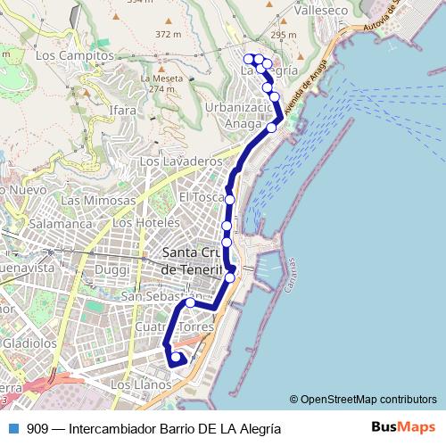 909 bus Line Map
