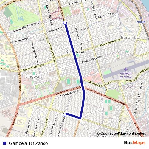 Gambela TO Zando bus Line Map