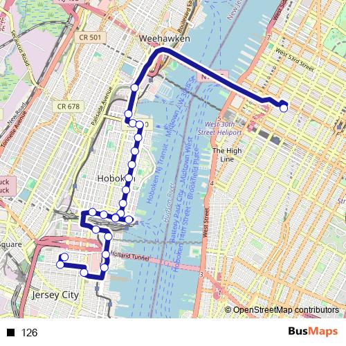 126 bus Line Map