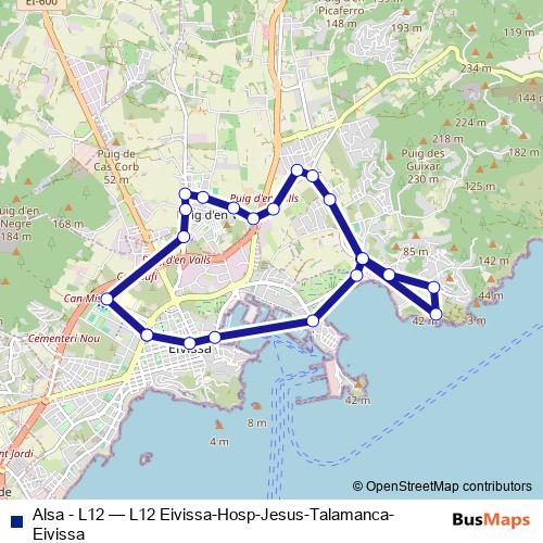Alsa - L12 bus Line Map
