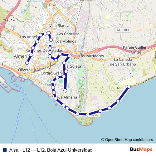 Alsa - L12 bus Line Map