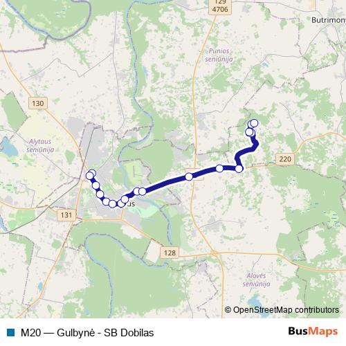 M20 bus Line Map