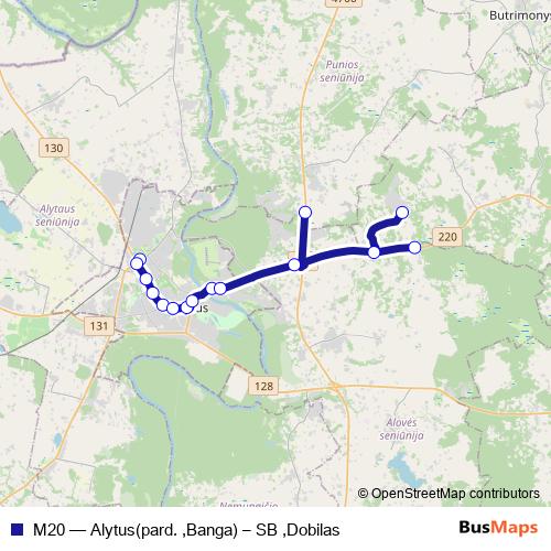 M20 bus Line Map