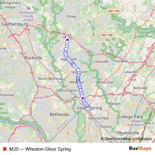 M20 bus Line Map