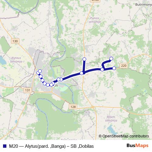 M20 bus Line Map