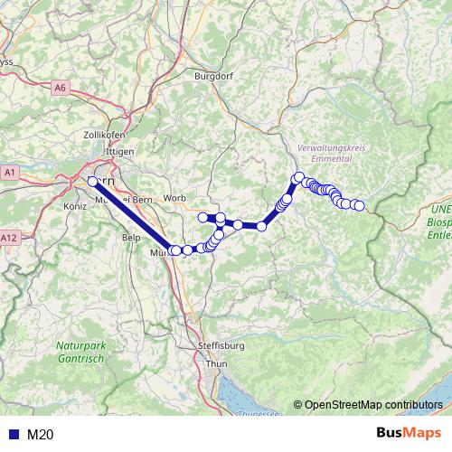 M20 bus Line Map