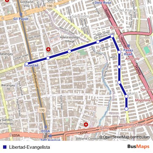 Libertad-Evangelista bus Line Map