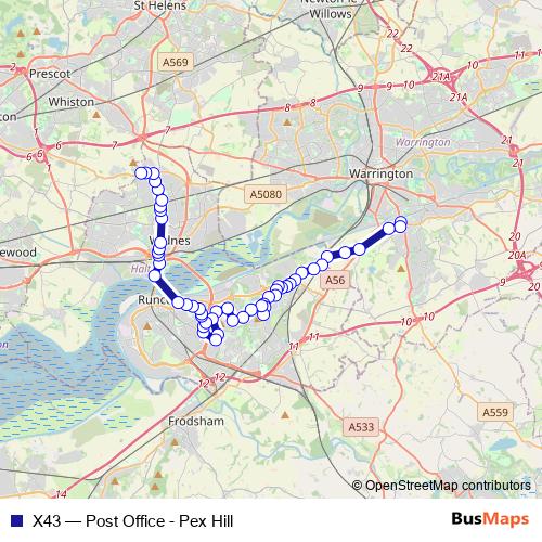 X43 bus Line Map