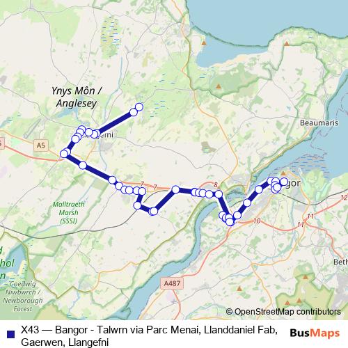 X43 bus Line Map