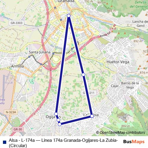 Alsa - L-174a bus Line Map