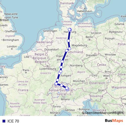 ICE 70 rail Line Map
