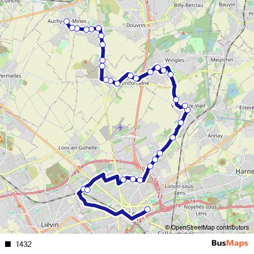 1432 bus Line Map