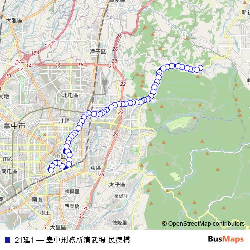21延1 bus Line Map