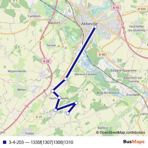 3-4-203 bus Line Map