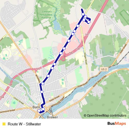 Route W - Stillwater bus Line Map