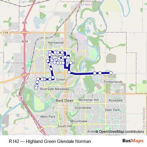 R142 bus Line Map