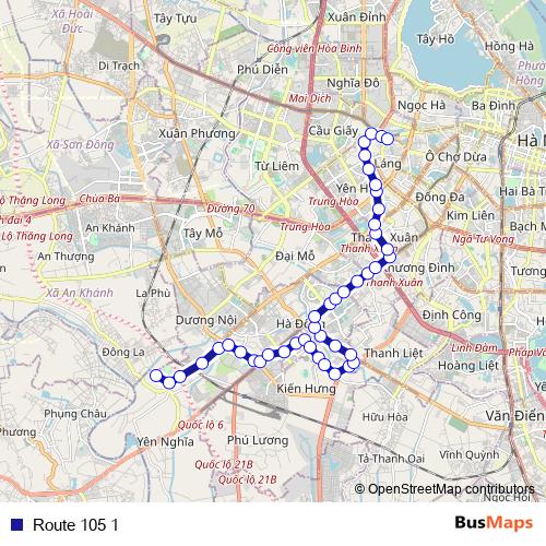 Route 105 1 bus Line Map