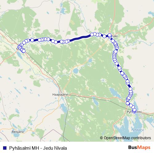 Pyhäsalmi MH - Jedu Nivala bus Line Map