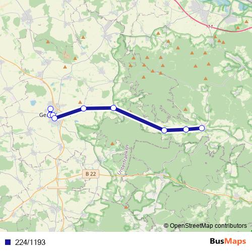 224/1193 bus Line Map