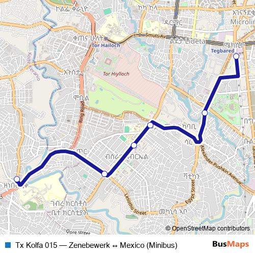 Tx Kolfa 015 bus Line Map