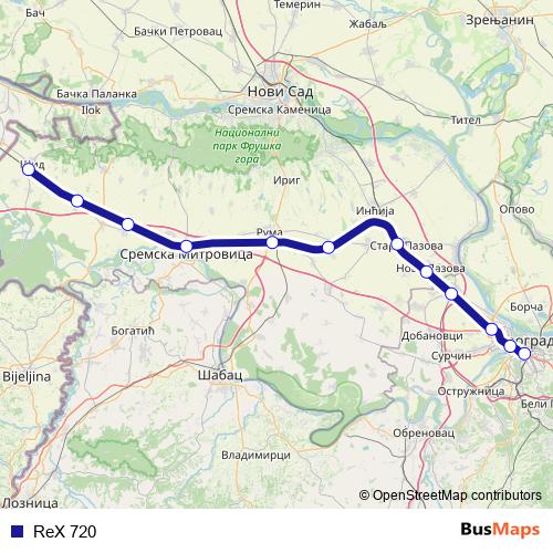 ReX 720 rail Line Map