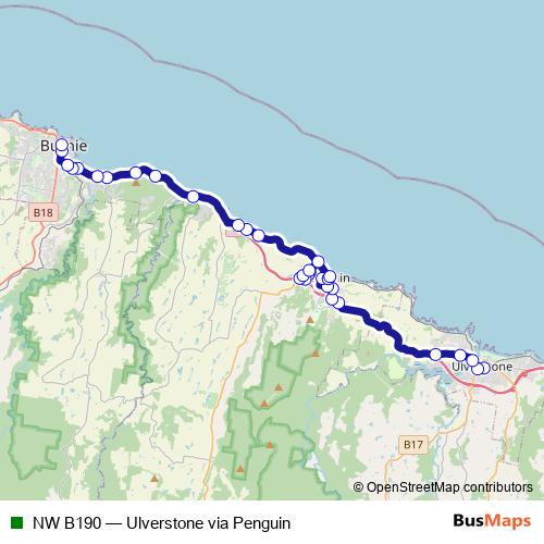 NW B190 bus Line Map