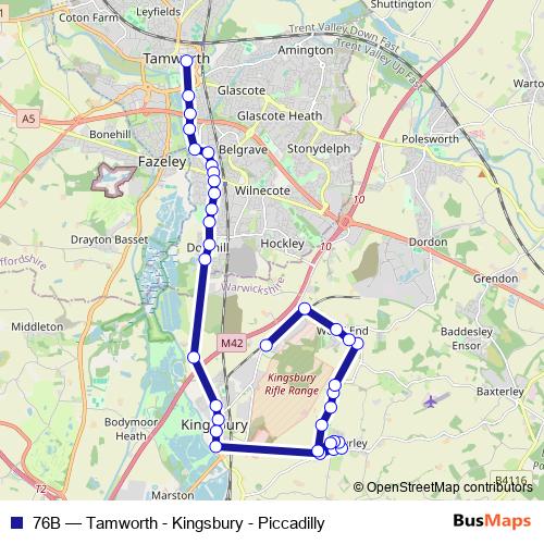 76B bus Line Map