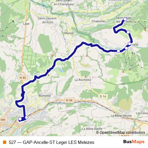 527 bus Line Map