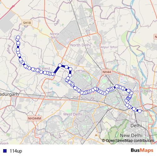114up bus Line Map