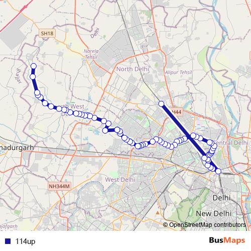 114up bus Line Map