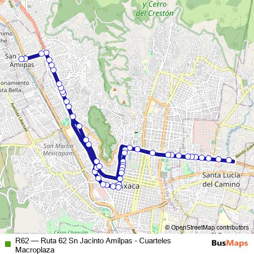 R62 bus Line Map