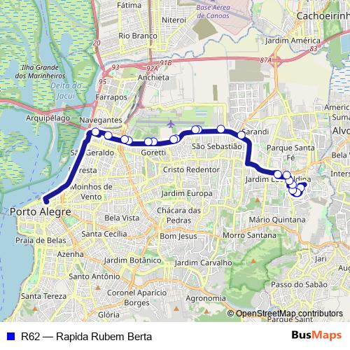 R62 bus Line Map