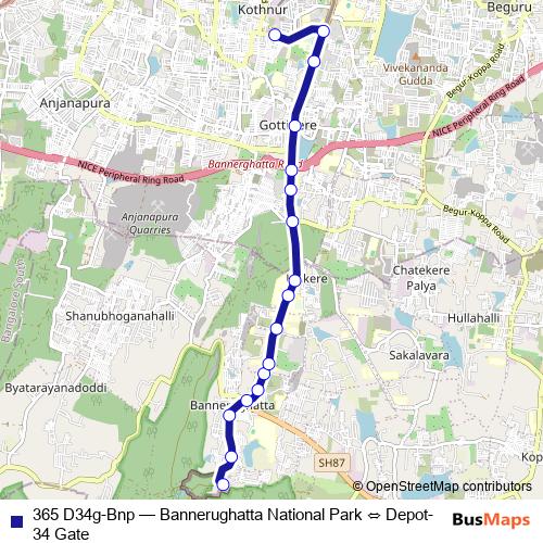 365 D34g-Bnp bus Line Map