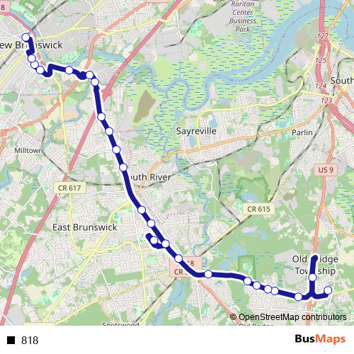 818 bus Line Map