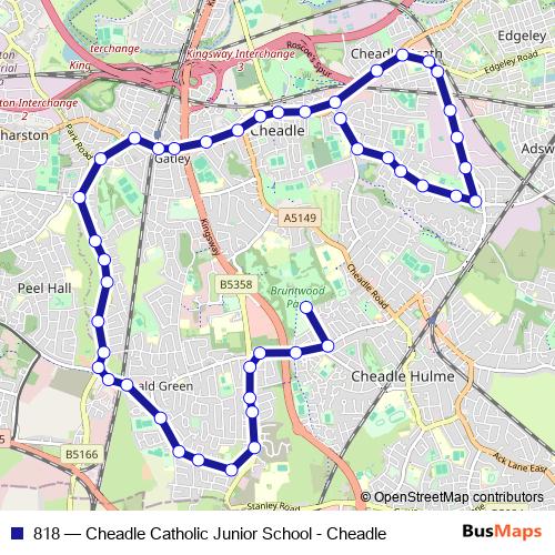 818 bus Line Map
