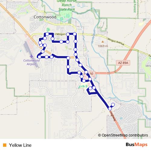 Yellow Line bus Line Map