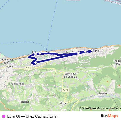 Evian08 bus Line Map