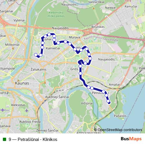 9 trolleybus Line Map