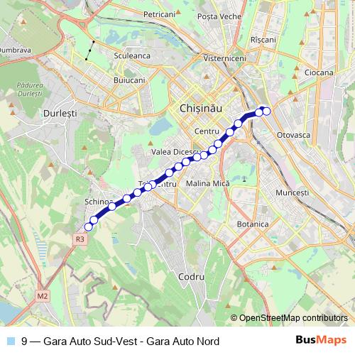 9 trolleybus Line Map