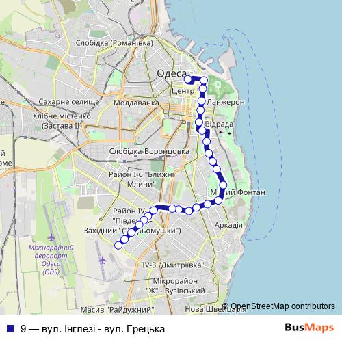 9 trolleybus Line Map